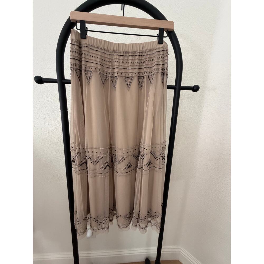 Johnny Was NEW Casidee Beaded Mesh Skirt with Liner, Size Small